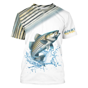 Striped Bass ( Striper) Fishing Customize Name 3D All Over Printed Shirts Personalized Fishing Gift NQS349