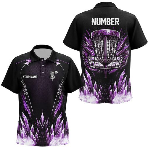 Icy purple Kid Disc golf polo shirts custom black disc golf basket jerseys, disc golf shirts NQS7633