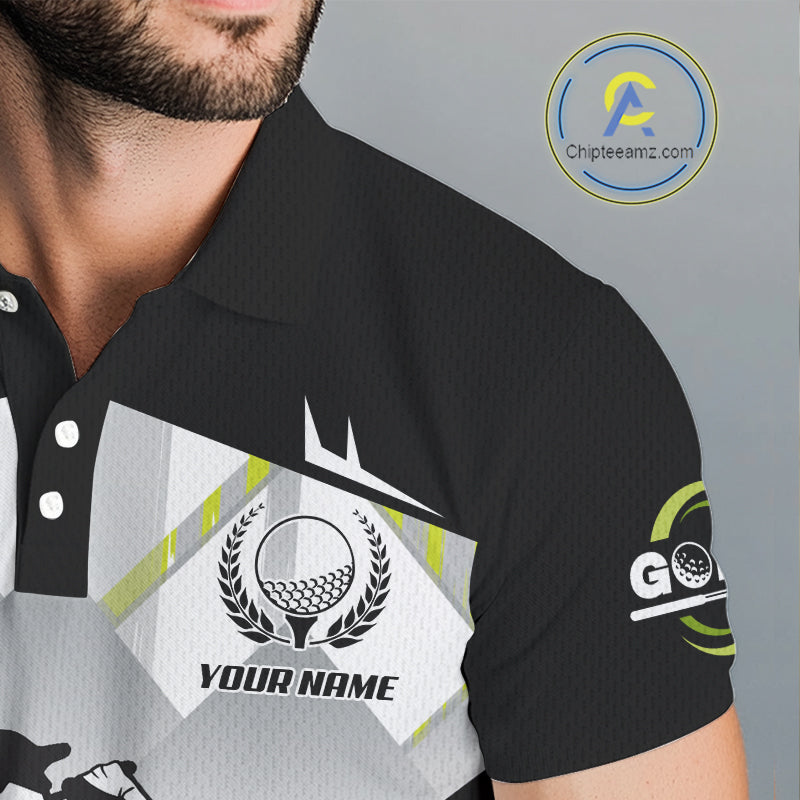 Black and White Men golf polo shirts Custom Golf top for men, personalized golf gifts | Green NQS10127