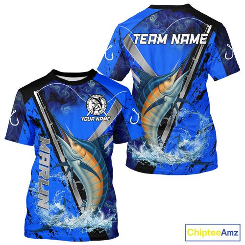 Blue Camo Marlin fishing custom saltwater Marlin sun protection long sleeve fishing shirts for Team NQS10131