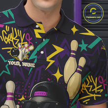 Load image into Gallery viewer, Funny Bowling shirts for Men custom purple graffiti pattern bowling team jerseys, gift for bowlers NQS10271