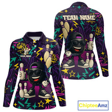Load image into Gallery viewer, Funny Bowling shirts for Women custom purple graffiti pattern bowling team jerseys, gift for bowlers NQS10271