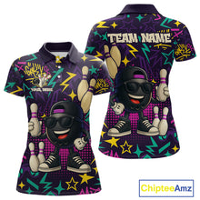 Load image into Gallery viewer, Funny Bowling shirts for Women custom purple graffiti pattern bowling team jerseys, gift for bowlers NQS10271
