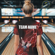 Load image into Gallery viewer, Women bowling polo shirts Custom red lightning thunder Bowling Team Jersey, gift for team Bowlers NQS6145