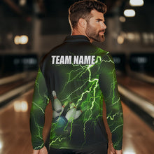 Load image into Gallery viewer, Mens polo bowling shirts Custom green lightning thunder Bowling Team Jersey, gift for team Bowlers NQS6146