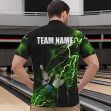 Load image into Gallery viewer, Men&#39;s bowling Quarter Zip shirts Custom green lightning thunder Bowling Team Jersey, gift for Bowlers NQS6146