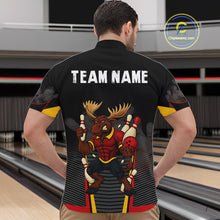 Load image into Gallery viewer, Black and Red Funny Moose Bowling Team Polo, Quarter Zip Shirts For Men Custom bowling jerseys men NQS11064
