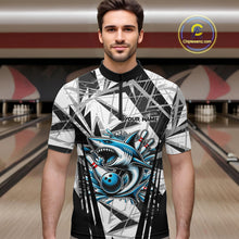 Load image into Gallery viewer, Black and White Camo Shark Bowling Team Shirts For Men Custom Shark Bowling Polo, Quarter Zip Shirt NQS11471