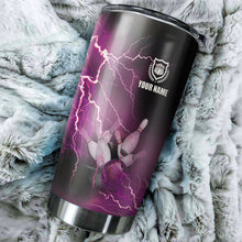 Load image into Gallery viewer, Multicolor Lightning thunder storm Bowling ball pins Custom name and team name bowling tumblers Cup NQS9711