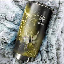 Load image into Gallery viewer, Multicolor Lightning thunder storm Bowling ball pins Custom name and team name bowling tumblers Cup NQS9711