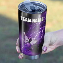 Load image into Gallery viewer, Multicolor Lightning thunder storm Bowling ball pins Custom name and team name bowling tumblers Cup NQS9711