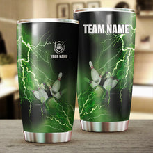 Load image into Gallery viewer, Multicolor Lightning thunder storm Bowling ball pins Custom name and team name bowling tumblers Cup NQS9711