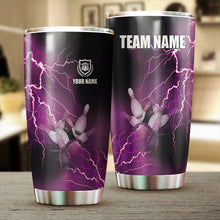 Load image into Gallery viewer, Multicolor Lightning thunder storm Bowling ball pins Custom name and team name bowling tumblers Cup NQS9711