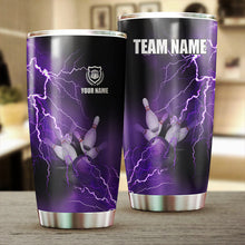 Load image into Gallery viewer, Multicolor Lightning thunder storm Bowling ball pins Custom name and team name bowling tumblers Cup NQS9711