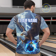 Load image into Gallery viewer, Blue lightning thunder bowling Eagle custom Men Bowling Quarter Zip Shirts, gift for team bowlers NQS7488