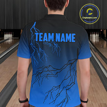 Load image into Gallery viewer, Black and Blue gradient Lightning thunder storm Bowling shirts for Men Custom Bowling Team Jerseys NQS10135
