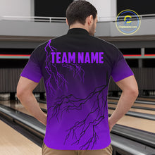 Load image into Gallery viewer, Black and Purple gradient Lightning thunder storm Bowling shirts for Men Custom Bowling Team Jerseys NQS10136