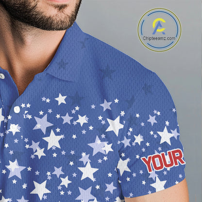 Red, White and Blue Men golf polo shirts Custom American Flag patriotic Golf attire for men NQS10137