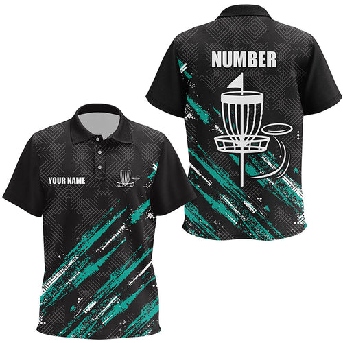 Black and Green camo Disc golf basket custom team disc golf polo shirt for Kid, disc golf attire NQS8068