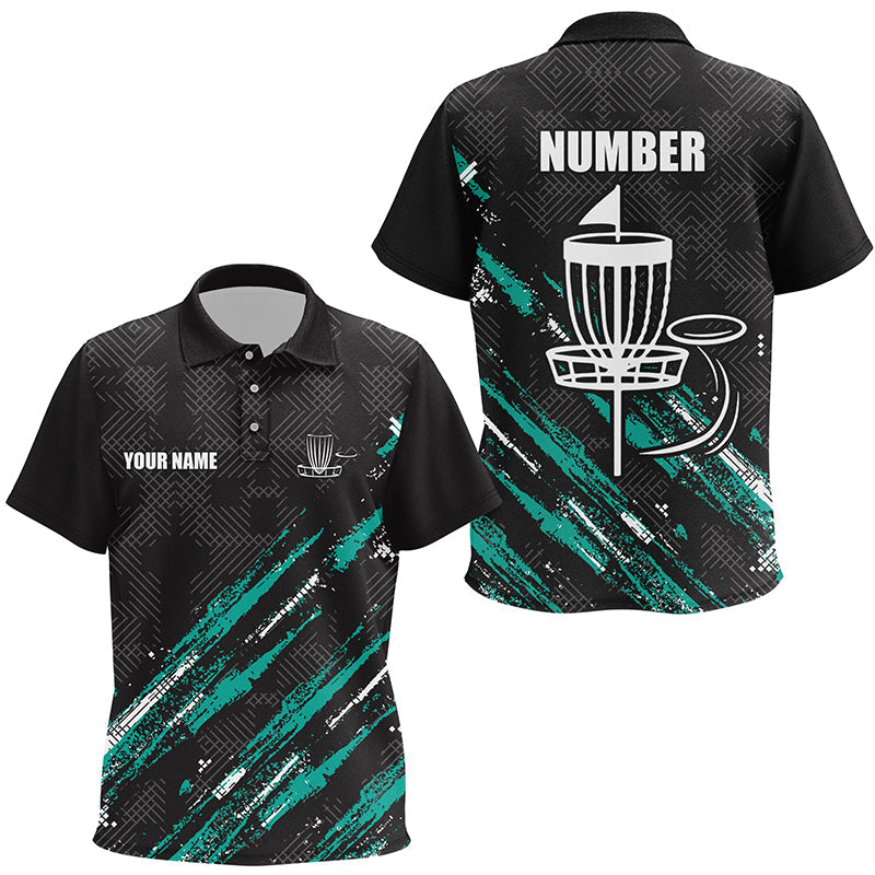 Black and Green camo Disc golf basket custom team disc golf polo shirt for Kid, disc golf attire NQS8068