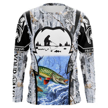 Load image into Gallery viewer, Northern Pike ice fishing Winter camo custom unisex Long sleeve fishing shirt, Ice fishing Pike jersey NQS9192
