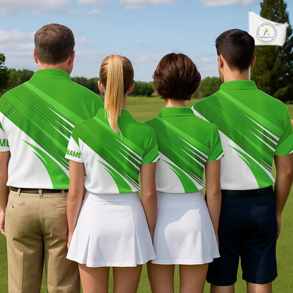 Green and white Mens golf polo shirts custom golf tops for mens, personalized golf gifts NQS11272