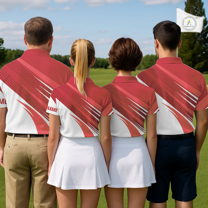 Red and white Mens golf polo shirts custom golf tops for mens, personalized golf gifts NQS11274