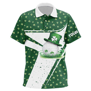 Green and White clover pattern Kid golf polo shirts Customize St Patrick Day team golf attire for Kid NQS9396