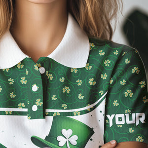 Green and White clover pattern Women golf polo shirts Customize St Patrick Day team ladies golf attire NQS9396