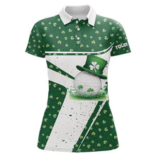 Load image into Gallery viewer, Green and White clover pattern Women golf polo shirts Customize St Patrick Day team ladies golf attire NQS9396