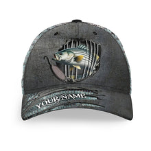 Load image into Gallery viewer, Striped Bass fishing scales Custom fishing hat Unisex Fishing Baseball Angler striper hat cap NQS4932