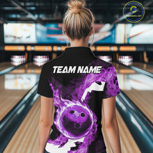 Load image into Gallery viewer, Purple Flame Fire Bowling Shirts for Women Custom Bowling Team Jersey Bowling Polo &amp; 1/4-Zip Shirts NQS11753