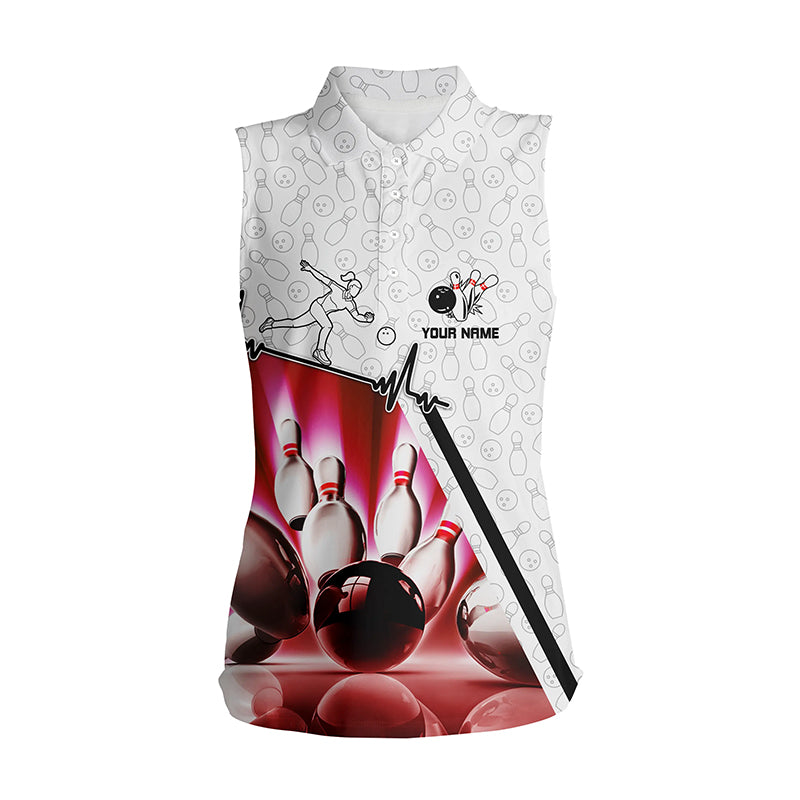 Custom camo sleeveless bowling shirt for women – personalized team jersey front view