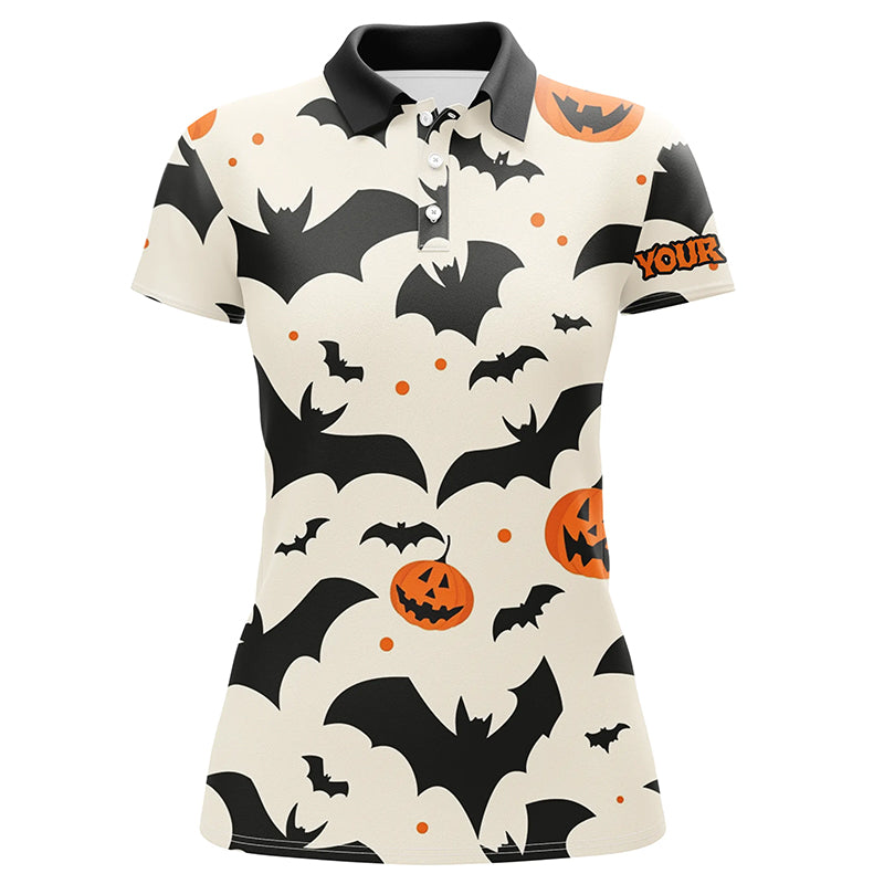 Bats and Pumpkin Halloween pattern Women golf polo shirts custom ladies halloween golf shirt NQS8294