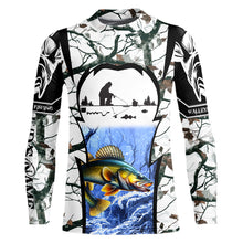 Load image into Gallery viewer, Ice fishing walleye winter camo custom fishing shirts for men Performance shirts NQS1011