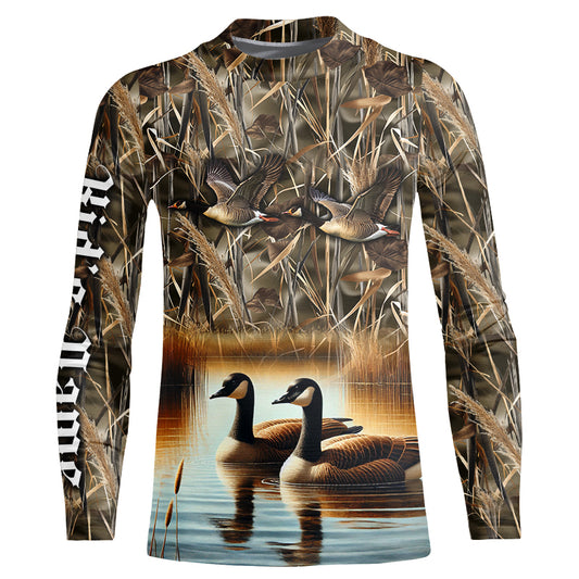 Goose Hunting waterfowl camo Customize Name 3D All Over Printed Shirts Personalized Hunting gift NQS4152
