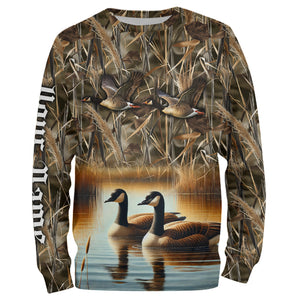 Goose Hunting waterfowl camo Customize Name 3D All Over Printed Shirts Personalized Hunting gift NQS4152