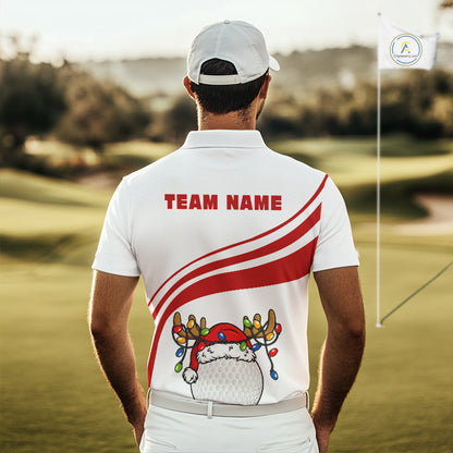 Personalized Christmas polo golf shirts for men custom white and red mens golf wear team golf jersey NQS11076