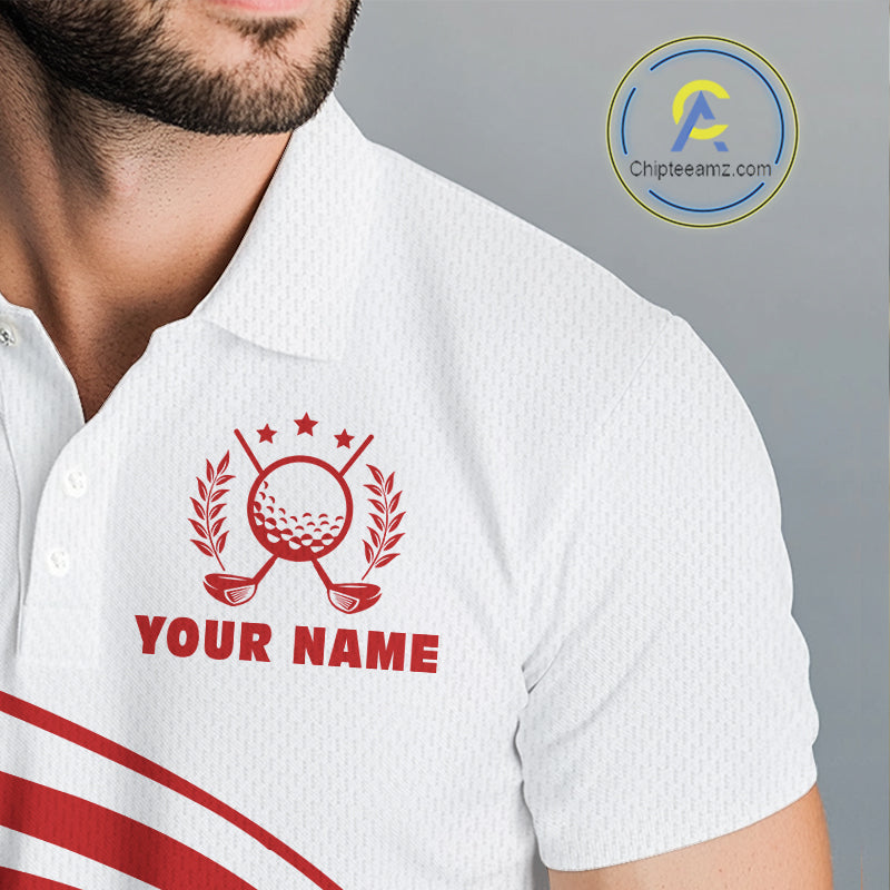 Personalized Christmas polo golf shirts for men custom white and red mens golf wear team golf jersey NQS11076
