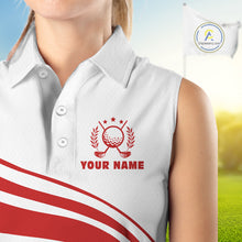 Load image into Gallery viewer, Personalized Christmas women sleeveless polo golf shirt custom white and red team ladies golf wear NQS11076