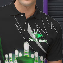 Load image into Gallery viewer, Black and Green St Patrick Day bowling Polo, Quarter Zip shirts for men Custom Team bowling jerseys NQS9403