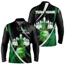 Load image into Gallery viewer, Black and Green St Patrick Day bowling Polo, Quarter Zip shirts for men Custom Team bowling jerseys NQS9403