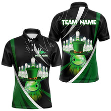 Load image into Gallery viewer, Black and Green St Patrick Day bowling Polo, Quarter Zip shirts for men Custom Team bowling jerseys NQS9403