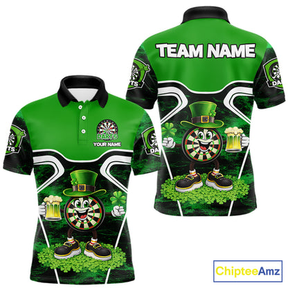 Funny Dart and Beer Green Shamrock  Men Dart Shirts Custom St Patrick Team Mens Dart Jerseys NQS11674