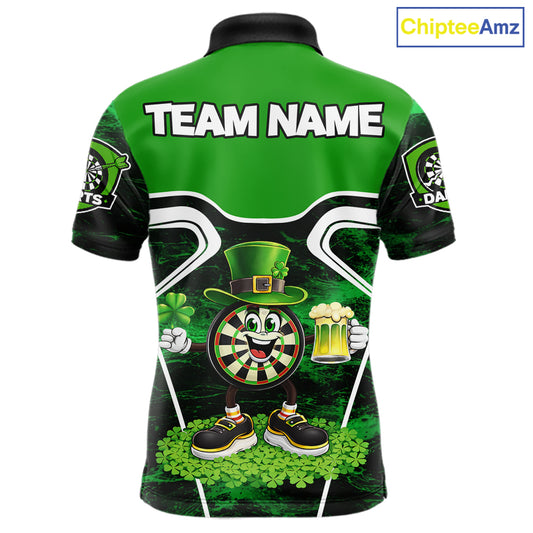 Funny Dart and Beer Green Shamrock  Men Dart Shirts Custom St Patrick Team Mens Dart Jerseys NQS11674
