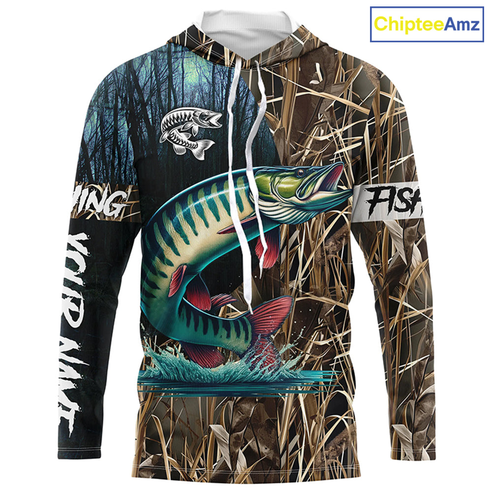 Musky Fishing Customize Name 3D All Over Printed Fishing Camo Shirts, Personalized Fishing Gifts NQS292