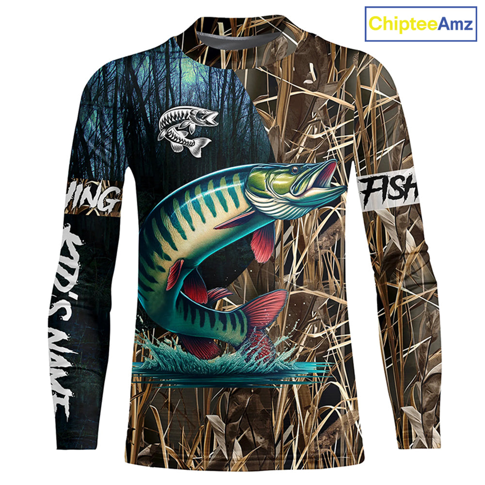 Musky Fishing Customize Name 3D All Over Printed Fishing Camo Shirts, Personalized Fishing Gifts NQS292