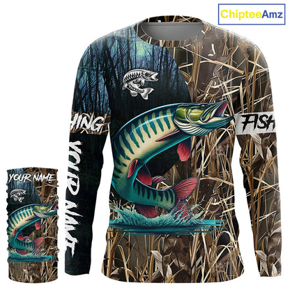 Musky Fishing Customize Name 3D All Over Printed Fishing Camo Shirts, Personalized Fishing Gifts NQS292