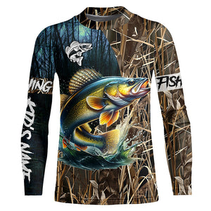 Walleye Fishing Custom Name 3D All Over Printed Camo Fishing Shirts, Personalized Fishing Gift NQS293