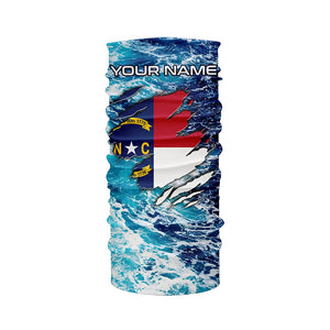 Blue sea wave ocean camo North Carolina flag patriot Custom sun protection fishing long sleeve shirts NQS5767